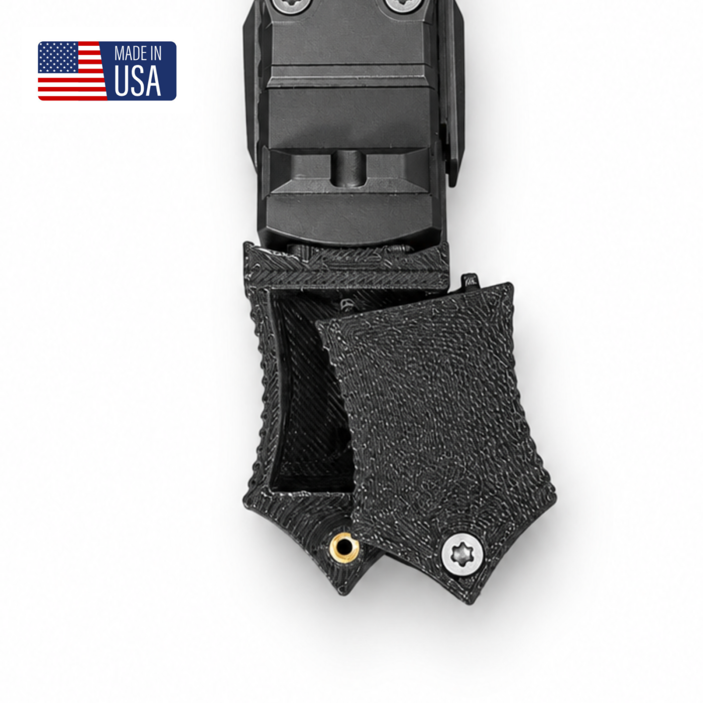 TX22 easy rack suppressor backplate with pinch grip and screw-on lid