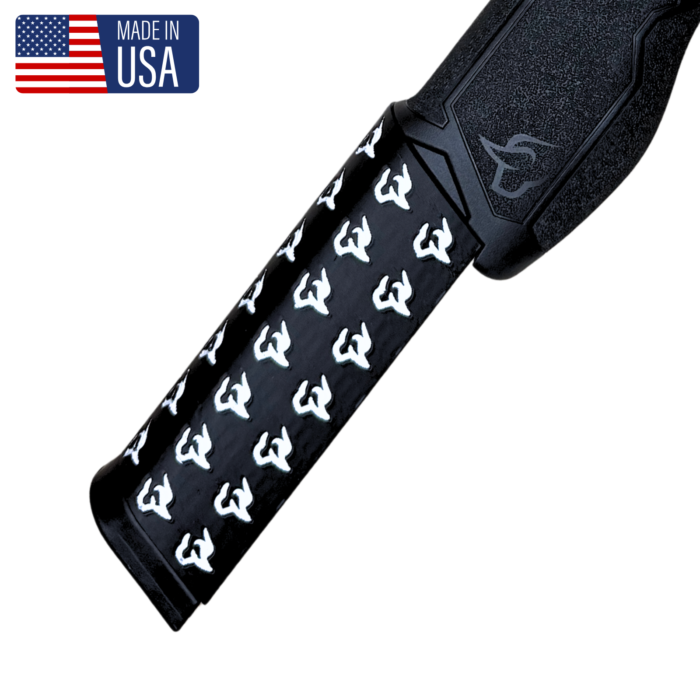 TX22 34 round ProMag mag sleeve, black and white bull logo