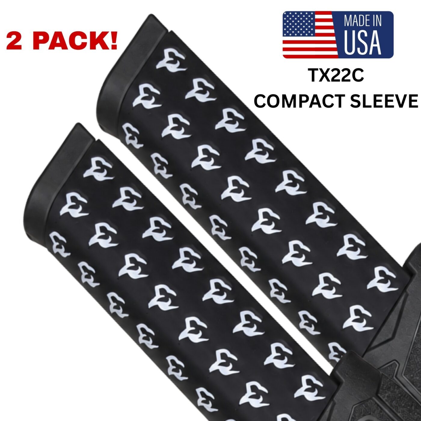 TX22 Compact Mag Sleeve (34 Rd ProMag) – Black & White Bull Logo, 2 Pack