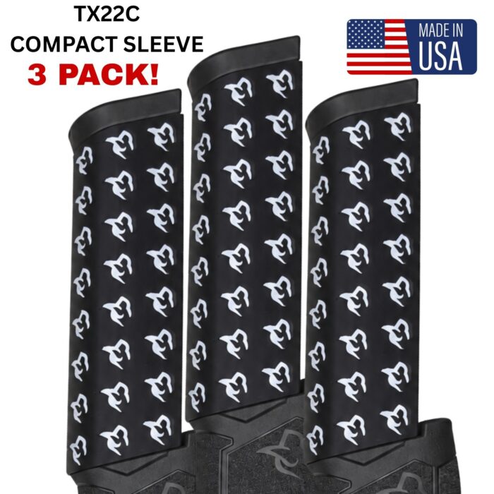 TX22 Compact Mag Sleeve (34 Rd ProMag) – Black & White Bull Logo, 3 Pack